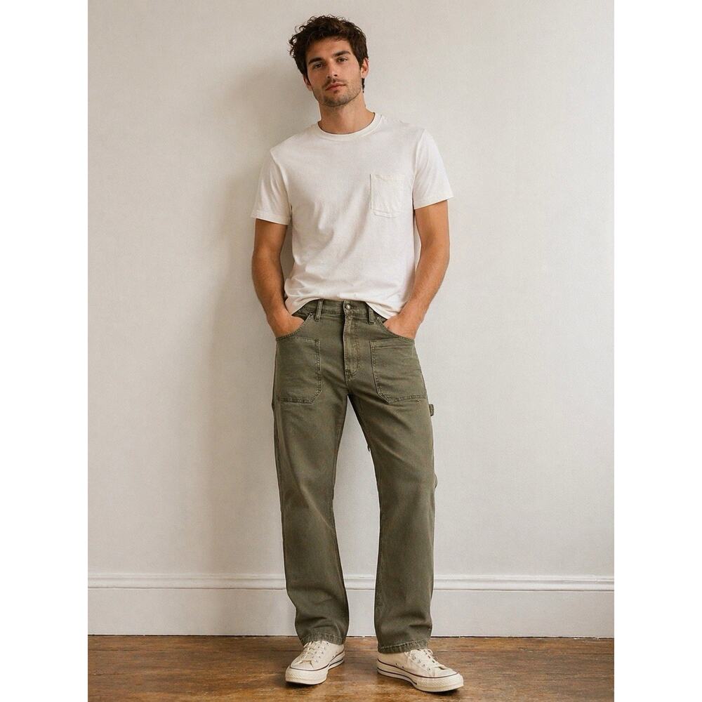 Lucky Brand 181 Relaxed Straight Carpenter Pants Olive W32 L32 NWT